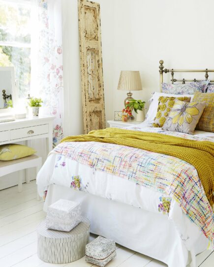 Yellow and white bedroom