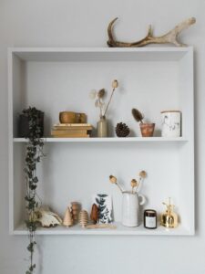 Bookshelves with vase