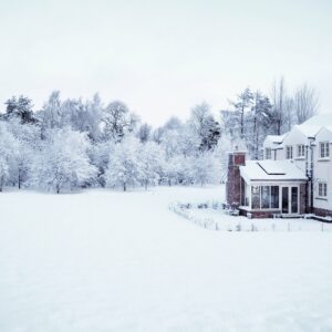 House in snow in winter